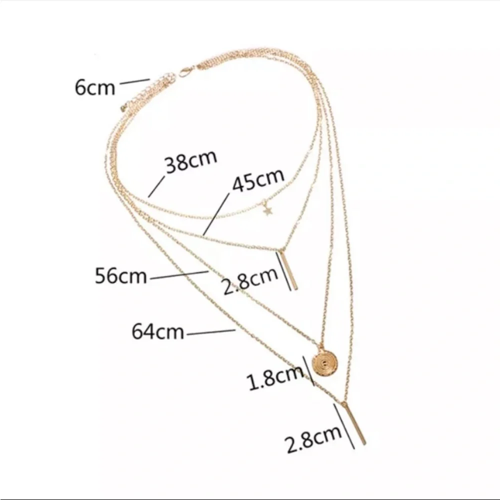 New Vintage Boho Multilayer Pendant for Women Gold Star Coin Metal Necklace - Picture 3 of 6